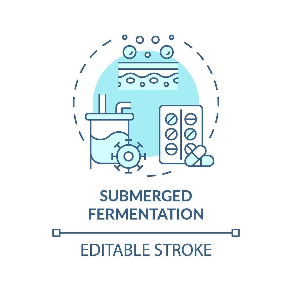 Submerged fermentation soft blue concept icon. Pharmaceutical industry production. Biotechnological cultivation. Round shape line illustration. Abstract idea. Graphic design. Easy to use in article vector