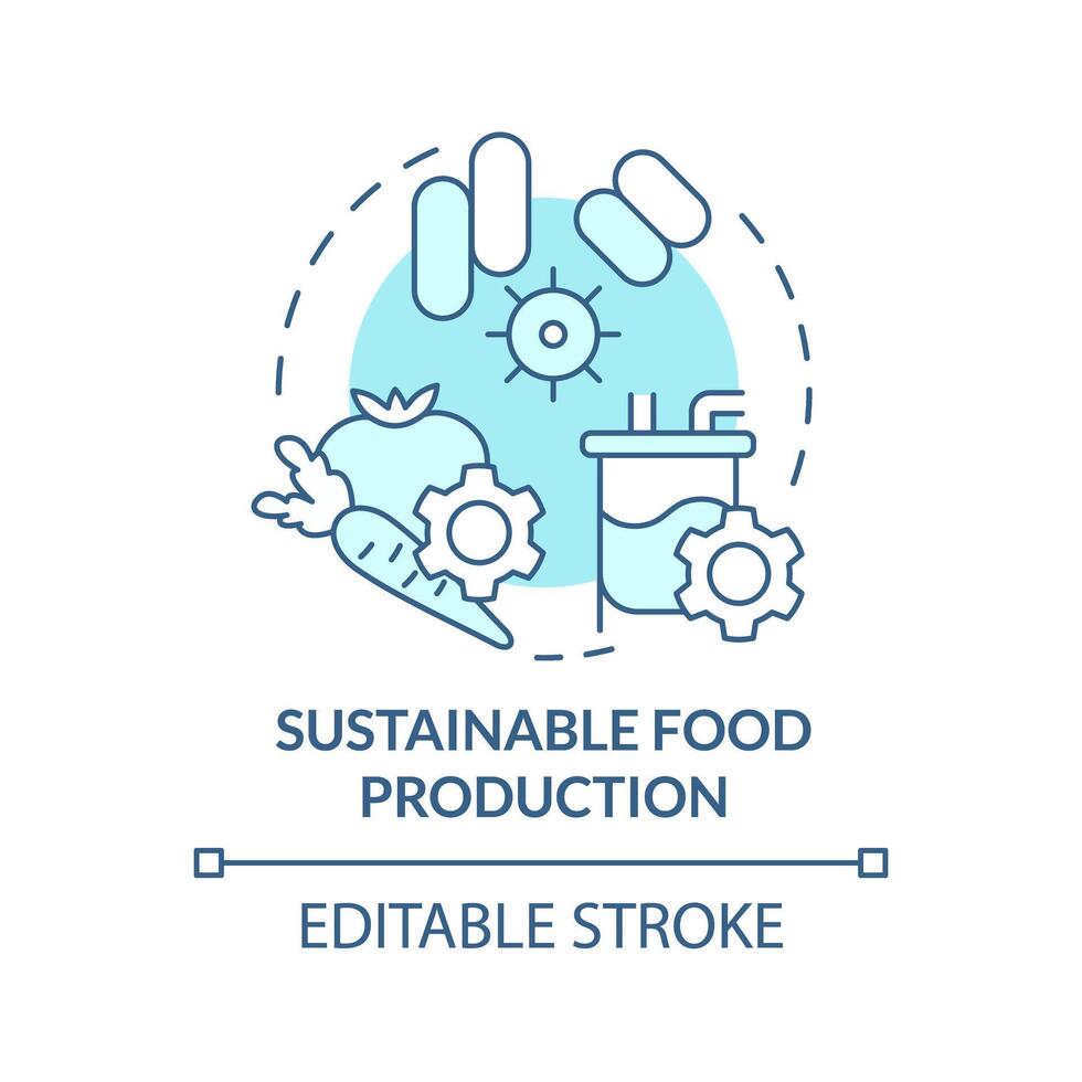 sostenible comida producción suave azul concepto icono. comida industria estándares alternativa proteinas redondo forma línea ilustración. resumen idea. gráfico diseño. fácil a utilizar en artículo, Blog enviar vector