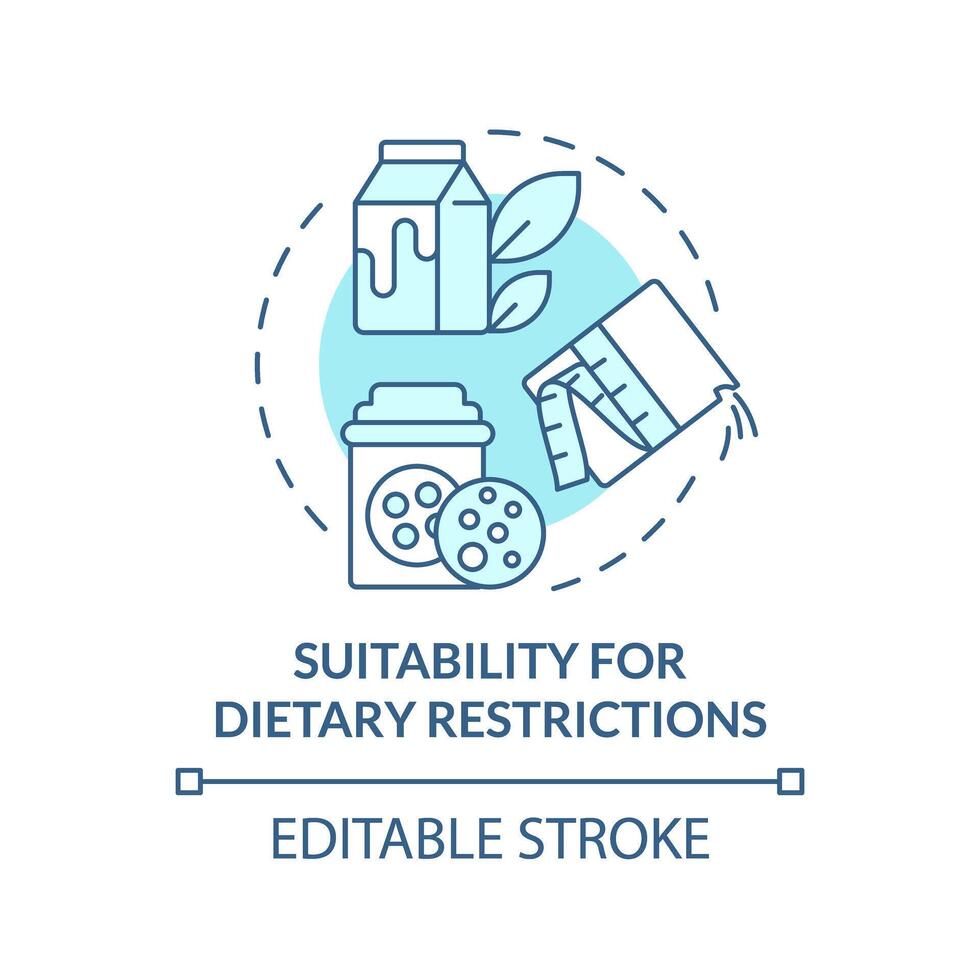 Suitability for dietary restrictions soft blue concept icon. Lactose intolerance, vegetarian food. Round shape line illustration. Abstract idea. Graphic design. Easy to use in article, blog post vector