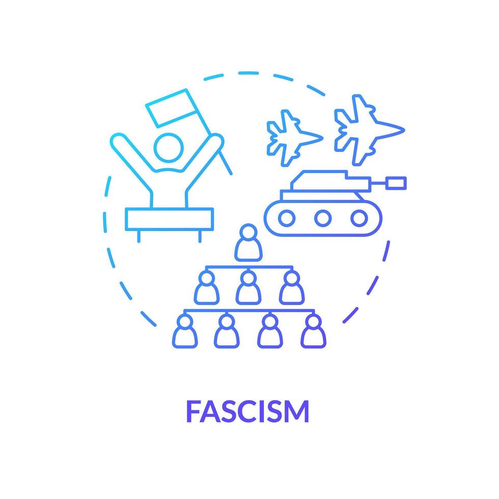 fascismo ideología azul degradado concepto icono. militarista diplomático, dictadura régimen. discriminación política, autocracia. redondo forma línea ilustración. resumen idea. gráfico diseño. fácil a utilizar vector