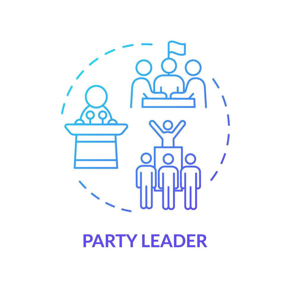 Party leader blue gradient concept icon. Federal government structure. Government branch. Public sector politics. Round shape line illustration. Abstract idea. Graphic design. Easy to use vector