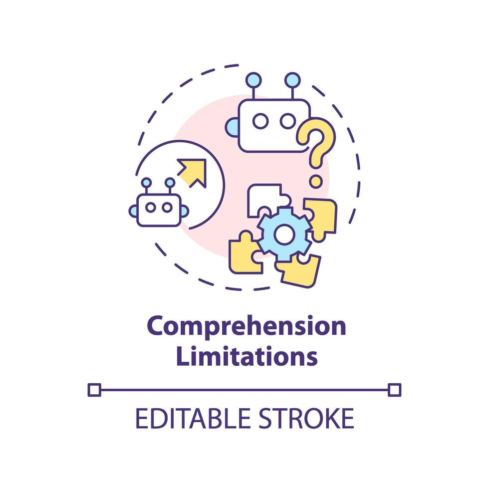 Comprehension limitations multi color concept icon. Human language interpretation. Round shape line illustration. Abstract idea. Graphic design. Easy to use in infographic, presentation vector