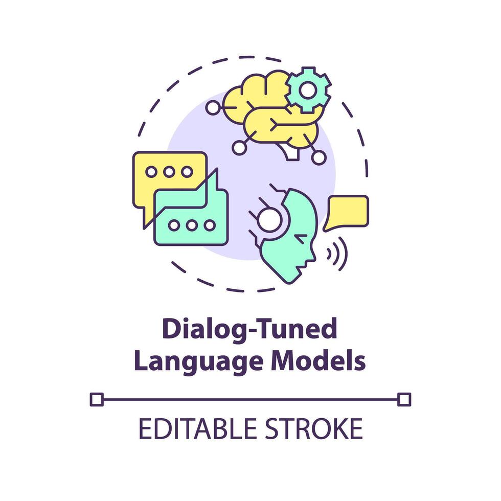 Dialog-tuned language models multi color concept icon. Intent management. Sentiment analysis. Round shape line illustration. Abstract idea. Graphic design. Easy to use in infographic, presentation vector