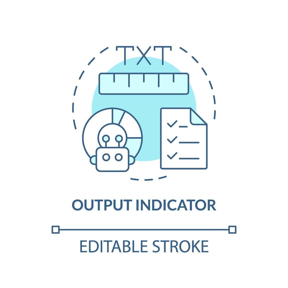 Output indicator soft blue concept icon. Key element of prompt. Type and format of response. Chatbot answer. Round shape line illustration. Abstract idea. Graphic design. Easy to use in article vector