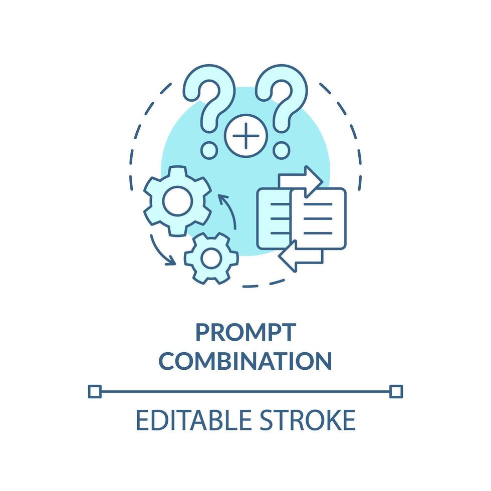Prompt combination soft blue concept icon. Merge two prompts into one. Complex instruction for chatbot. Round shape line illustration. Abstract idea. Graphic design. Easy to use in article vector