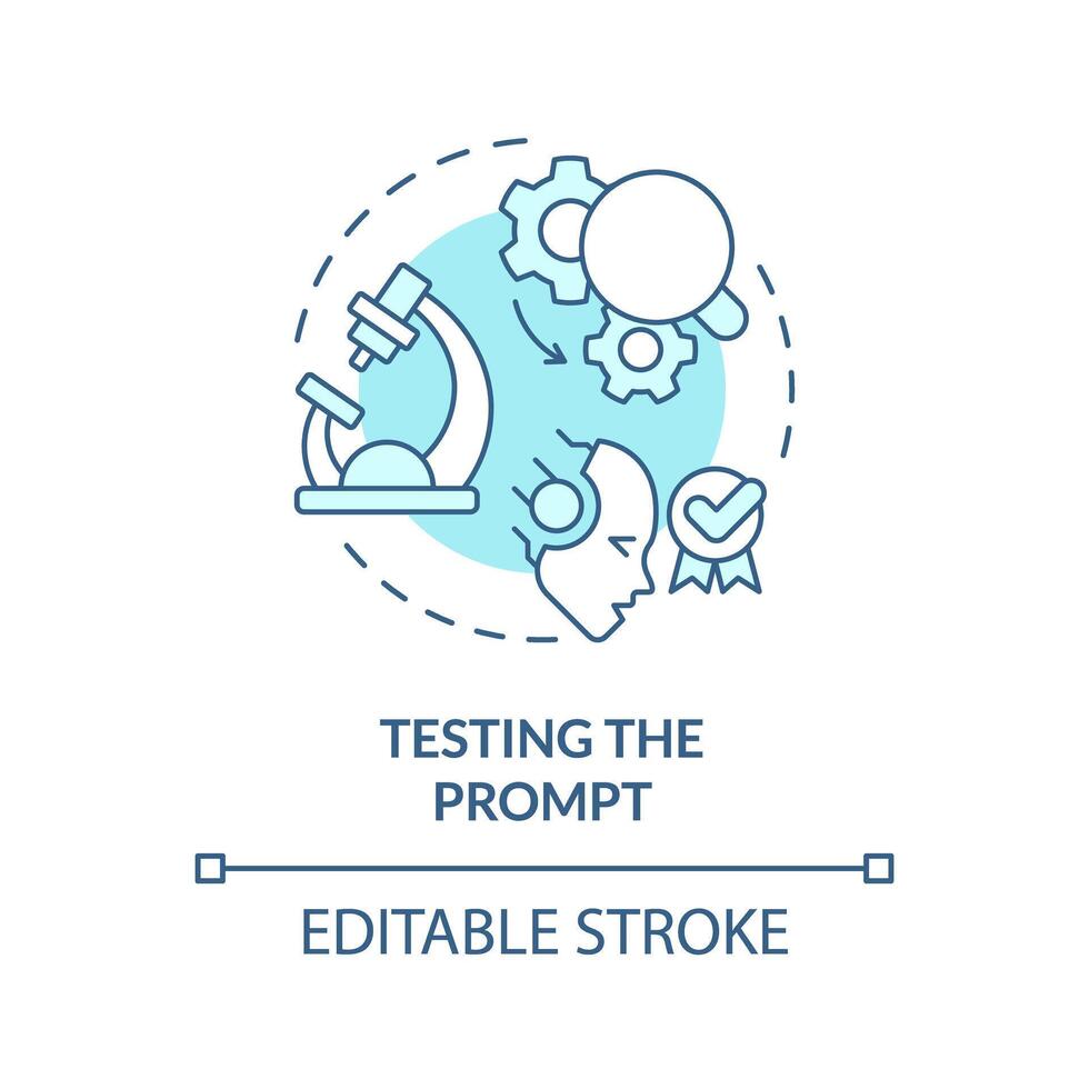 Testing prompt soft blue concept icon. Prompt engineering. Check and adjust instruction. Analyze respond. Round shape line illustration. Abstract idea. Graphic design. Easy to use in article vector