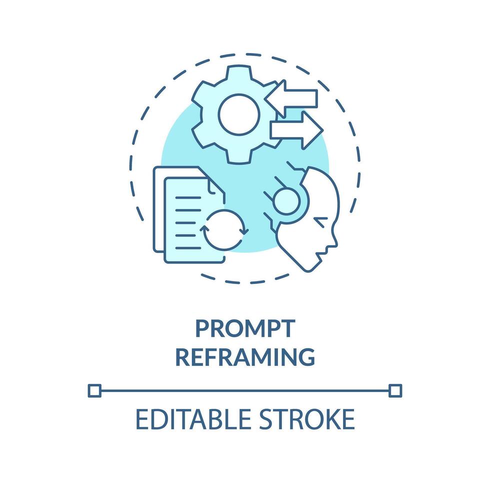 Prompt reframing soft blue concept icon. Prompt engineering technique. Rephrase and change instruction. Round shape line illustration. Abstract idea. Graphic design. Easy to use in article vector