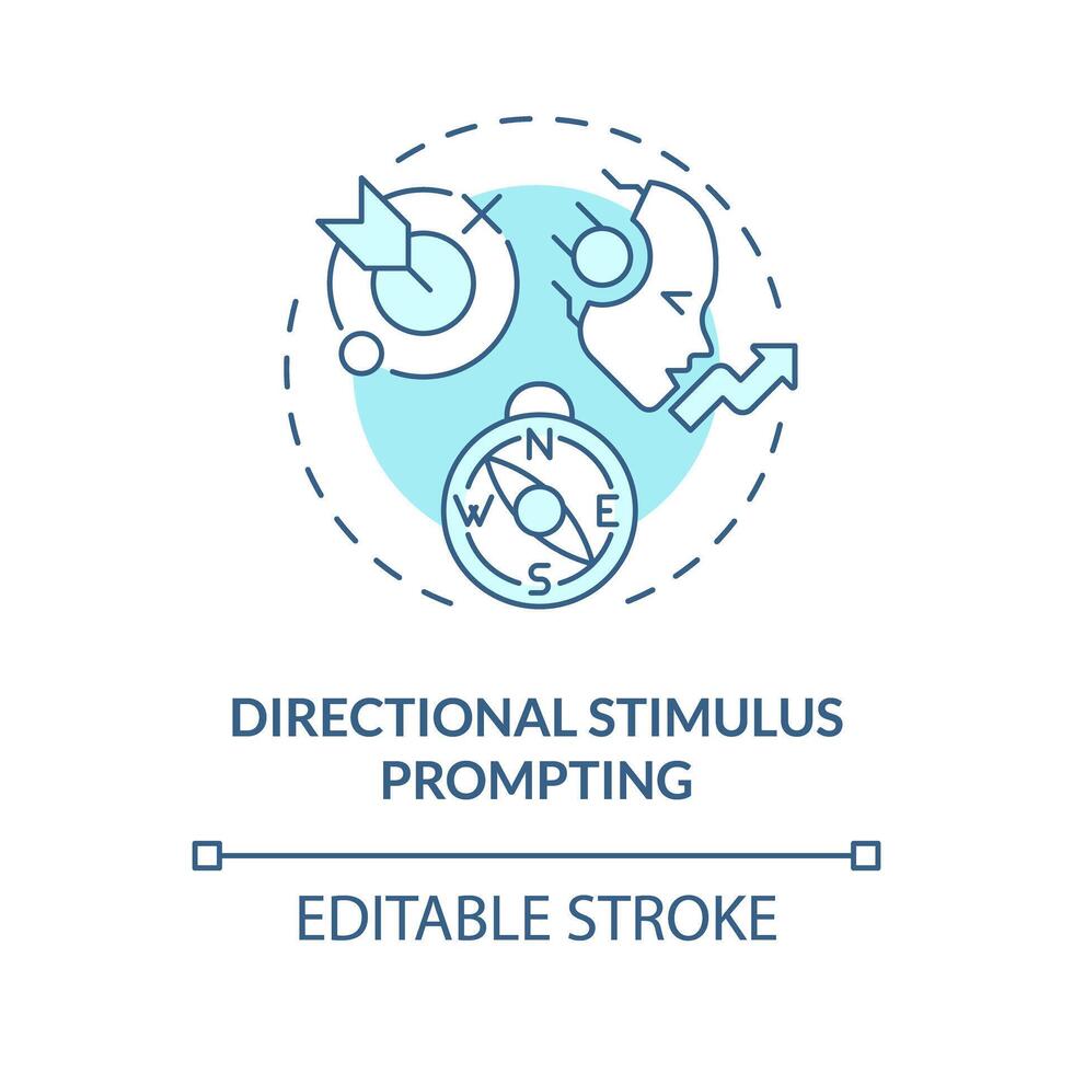 Directional stimulus prompting soft blue concept icon. Prompt engineering technique. Guiding AI. Round shape line illustration. Abstract idea. Graphic design. Easy to use in article vector