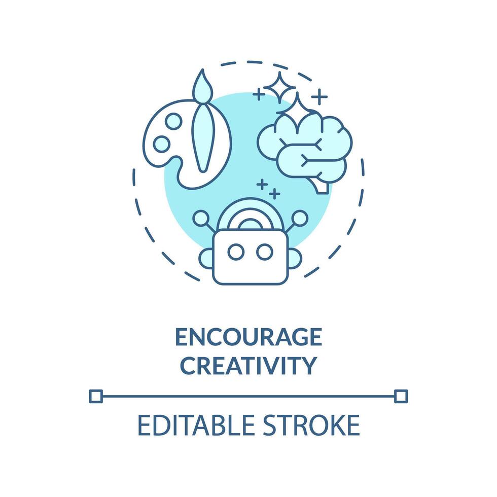 Encourage creativity soft blue concept icon. Prompt engineering tips. Creative writing. Unique responses. Round shape line illustration. Abstract idea. Graphic design. Easy to use in article vector