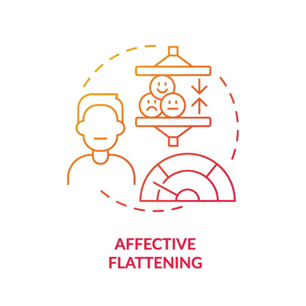 afectivo aplastamiento rojo degradado concepto icono. esquizofrenia síntoma. redondo forma línea ilustración. resumen idea. gráfico diseño. fácil a utilizar en infografía, presentación, folleto, folleto vector