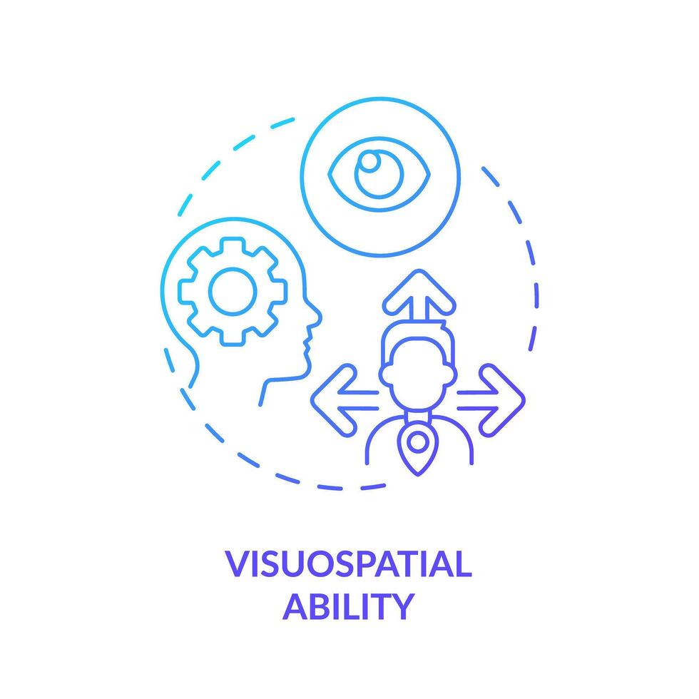 Visuospatial ability blue gradient concept icon. Executive function, perception. Round shape line illustration. Abstract idea. Graphic design. Easy to use in infographic, presentation, brochure vector