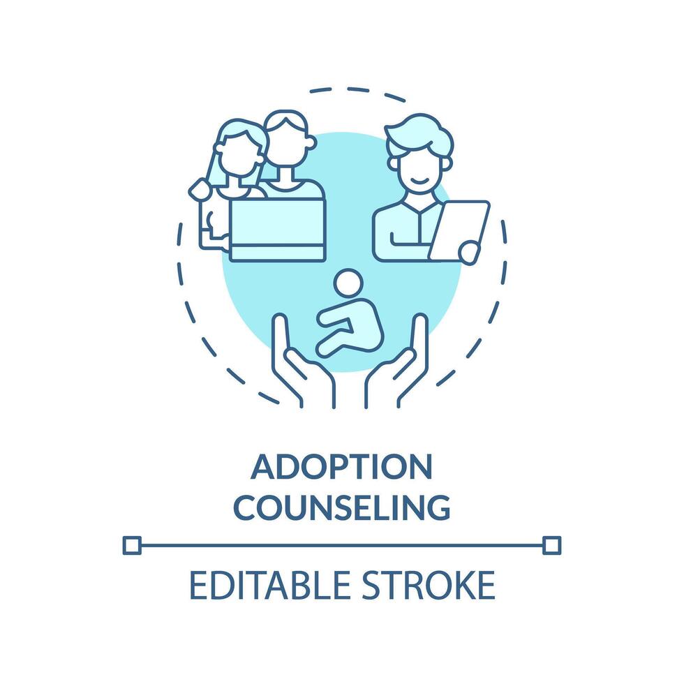 Adoption counseling soft blue concept icon. Adoption agency. Legal advice. Family planning. Online consulting. Round shape line illustration. Abstract idea. Graphic design. Easy to use vector