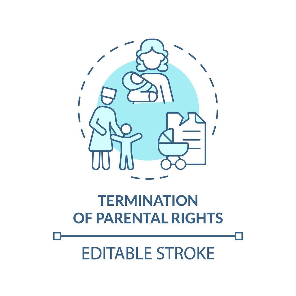 Parental rights termination soft blue concept icon. Ending of child custody. Legal document. Kid protection. Round shape line illustration. Abstract idea. Graphic design. Easy to use vector