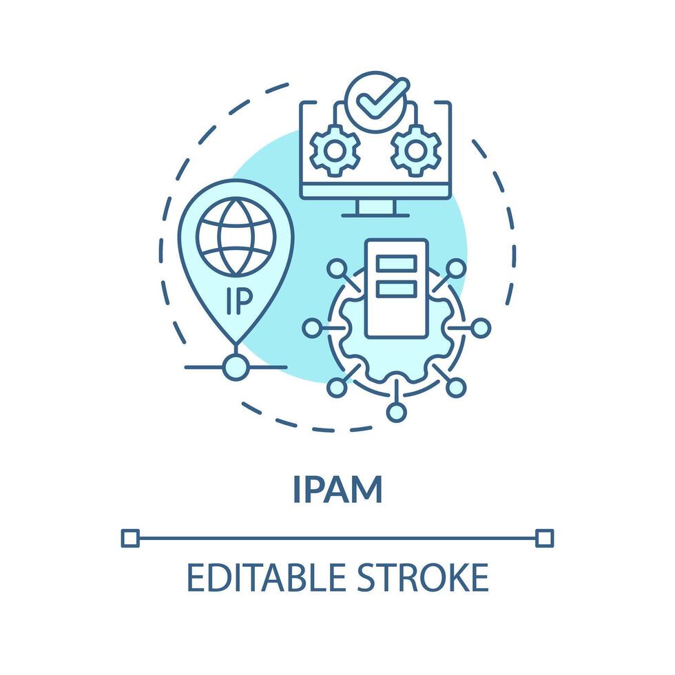 Ip management soft blue concept icon. Network administration, web protocols. Internet infrastructure, data transferring. Round shape line illustration. Abstract idea. Graphic design. Easy to use vector