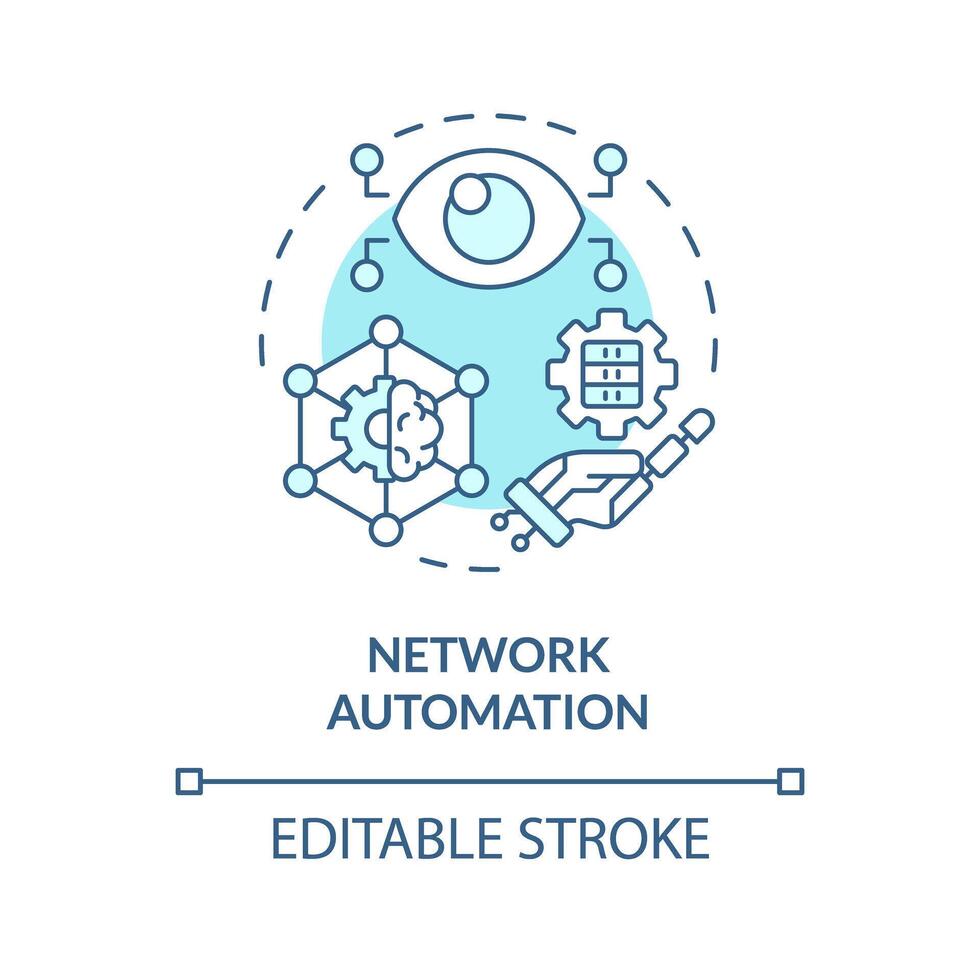 Network automation soft blue concept icon. Artificial intelligence task management. System server administration. Round shape line illustration. Abstract idea. Graphic design. Easy to use vector