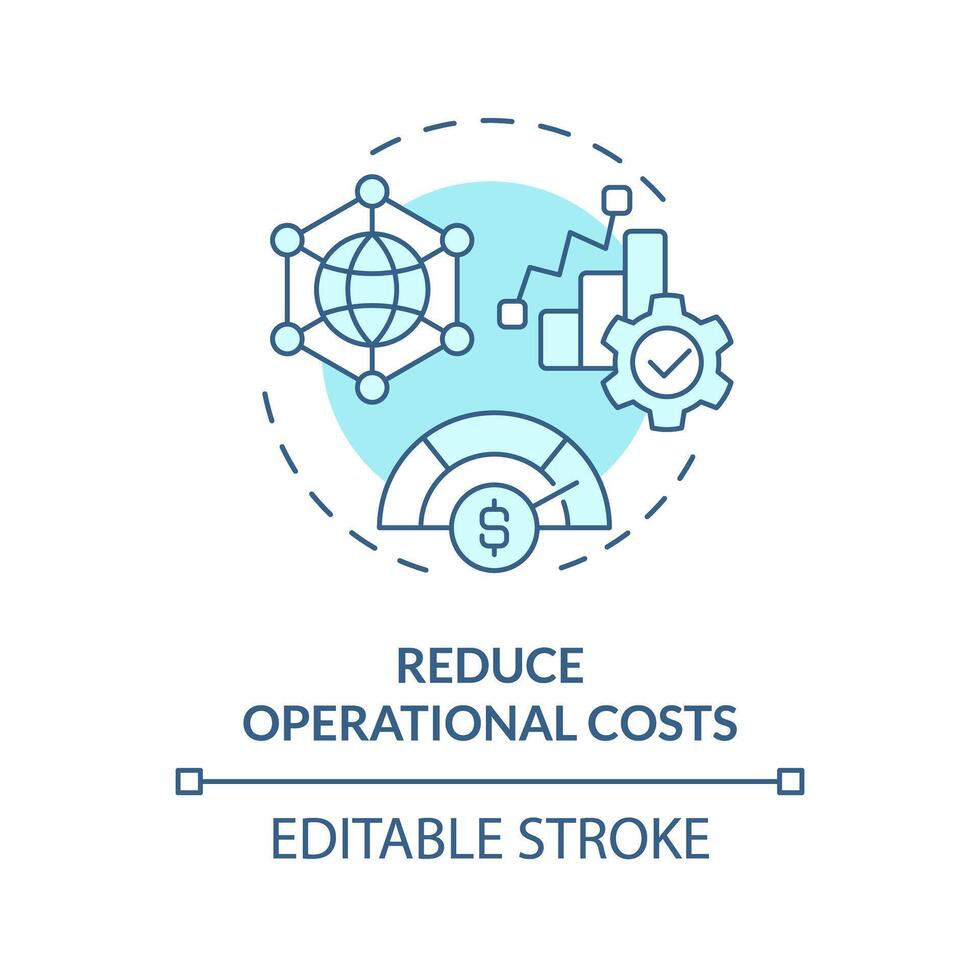 Operational costs reduce soft blue concept icon. Management process optimization. Resource consumption reduction. Round shape line illustration. Abstract idea. Graphic design. Easy to use vector