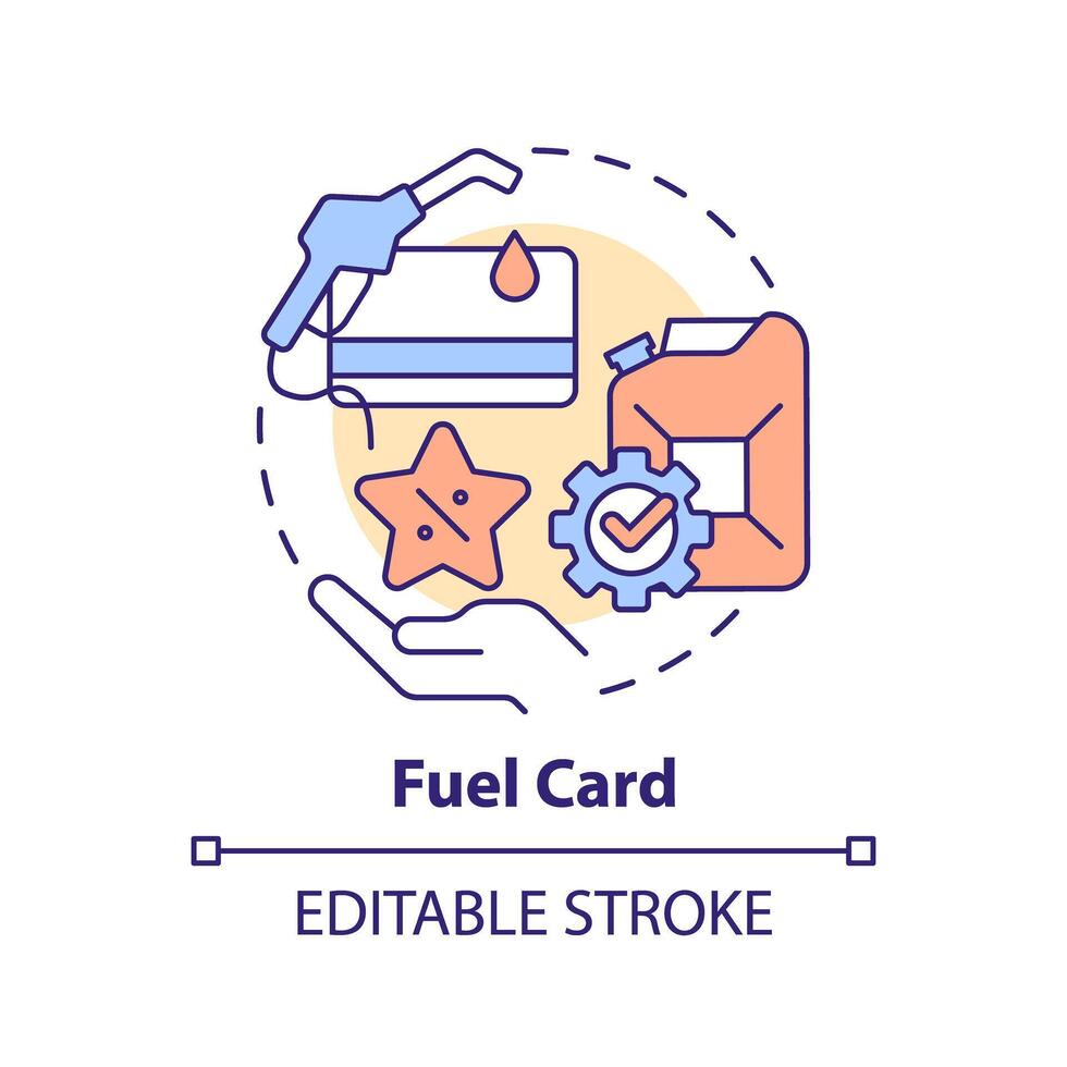 Fuel card multi color concept icon. Car fleet expenses, money saving. Expenditure control. Round shape line illustration. Abstract idea. Graphic design. Easy to use in infographic, presentation vector