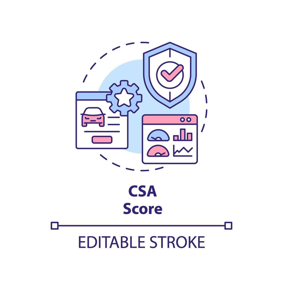 CSA score multi color concept icon. Customer service, satisfaction rating. Safety awareness metrics. Round shape line illustration. Abstract idea. Graphic design. Easy to use in infographic vector