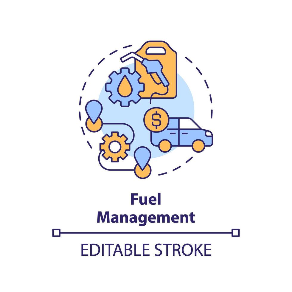 Fuel management multi color concept icon. Route optimization, efficiency control. Round shape line illustration. Abstract idea. Graphic design. Easy to use in infographic, presentation vector