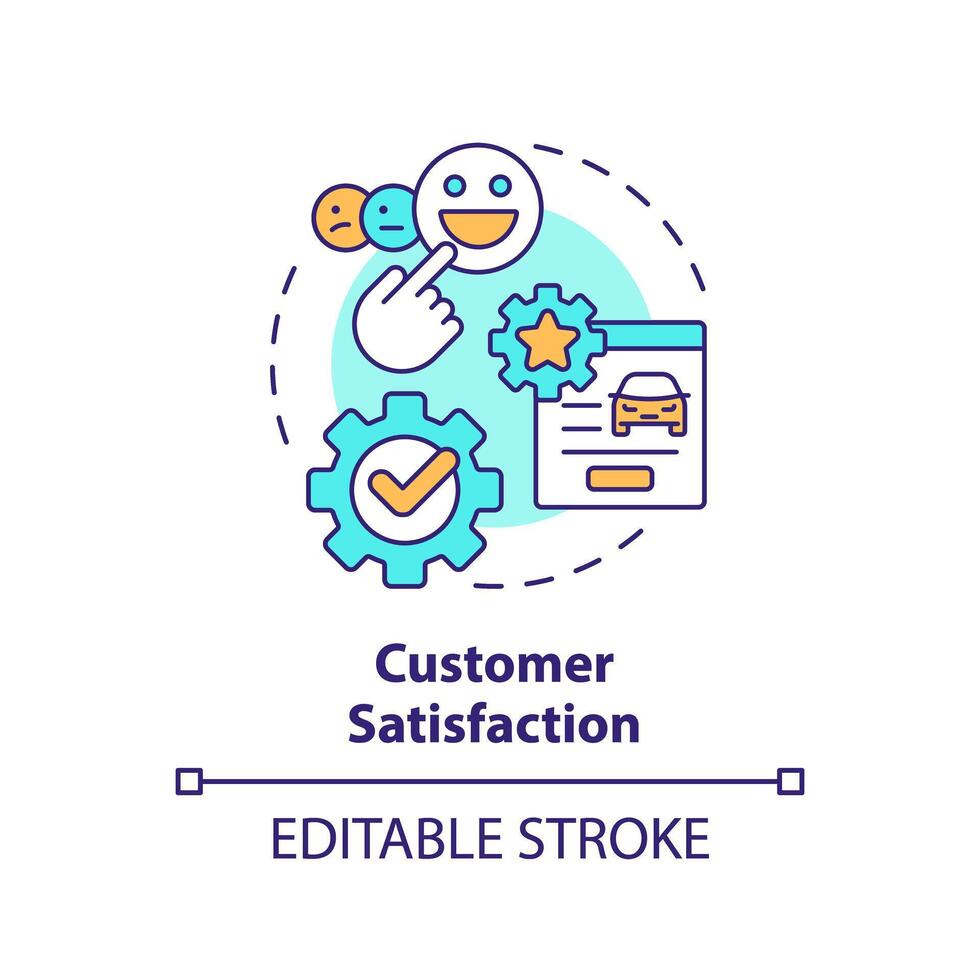 Customer satisfaction multi color concept icon. Transportation services, quality assurance. Round shape line illustration. Abstract idea. Graphic design. Easy to use in infographic, presentation vector
