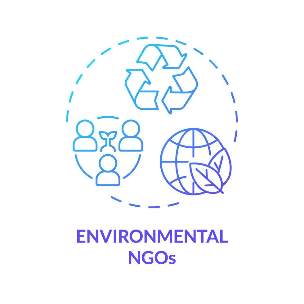 Environmental NGOs blue gradient concept icon. Non governmental organization. Climate action. Nature preservation. Round shape line illustration. Abstract idea. Graphic design. Easy to use in article vector