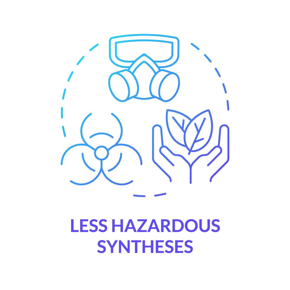 Less hazardous synthesis blue gradient concept icon. Minimal toxicity, eco friendly. Environmental impact. Round shape line illustration. Abstract idea. Graphic design. Easy to use presentation vector