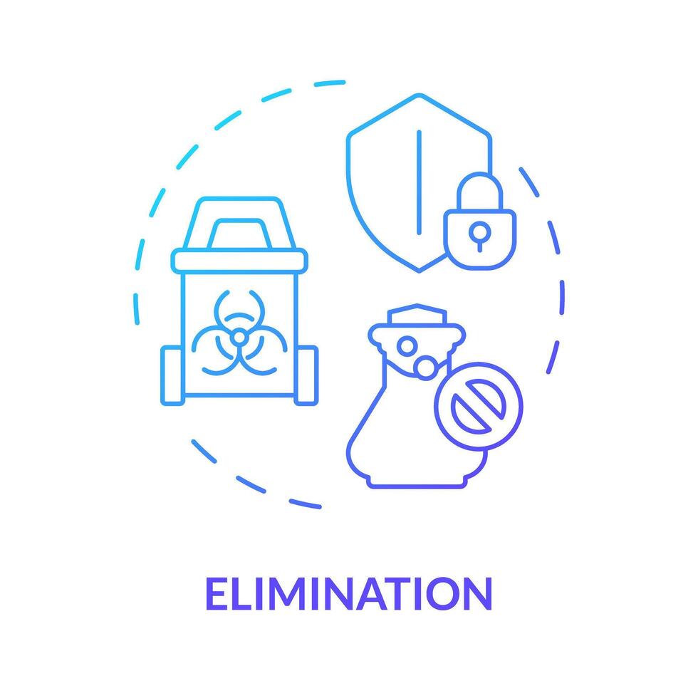 Elimination blue gradient concept icon. Chemical toxicity reduction. Toxic waste recycle. Round shape line illustration. Abstract idea. Graphic design. Easy to use presentation, article vector