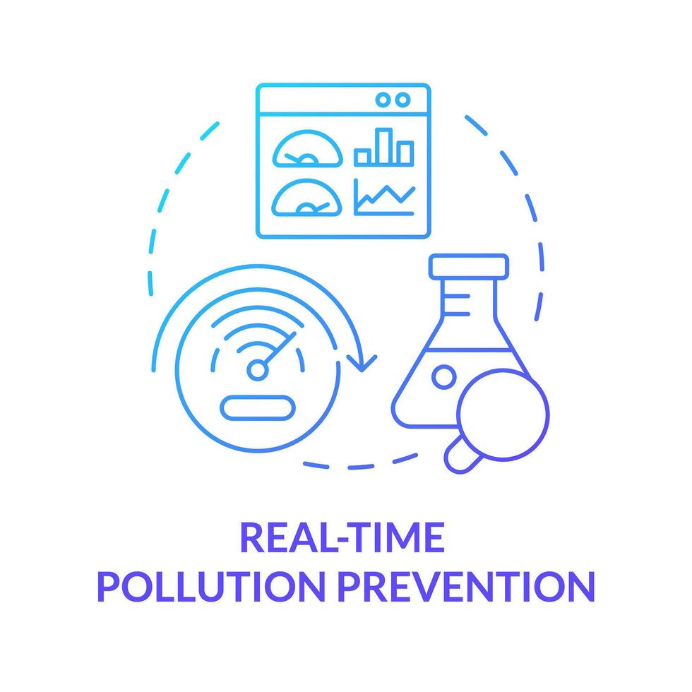 Realtime pollution prevention blue gradient concept icon. Waste creation, environmental impact. Round shape line illustration. Abstract idea. Graphic design. Easy to use presentation, article vector