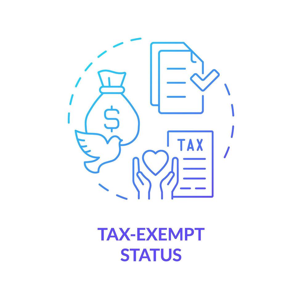 Tax exempt status blue gradient concept icon. Tax deduction for non profit organization. Steps to start NPO. Round shape line illustration. Abstract idea. Graphic design. Easy to use in article vector
