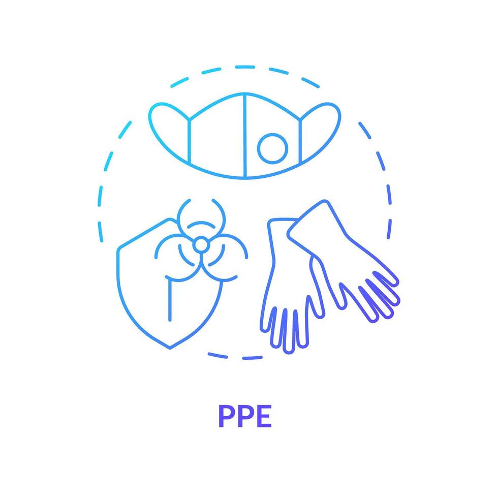 PPE blue gradient concept icon. Personal protective equipment. Risk assessment, industrial hygiene. Round shape line illustration. Abstract idea. Graphic design. Easy to use presentation, article vector