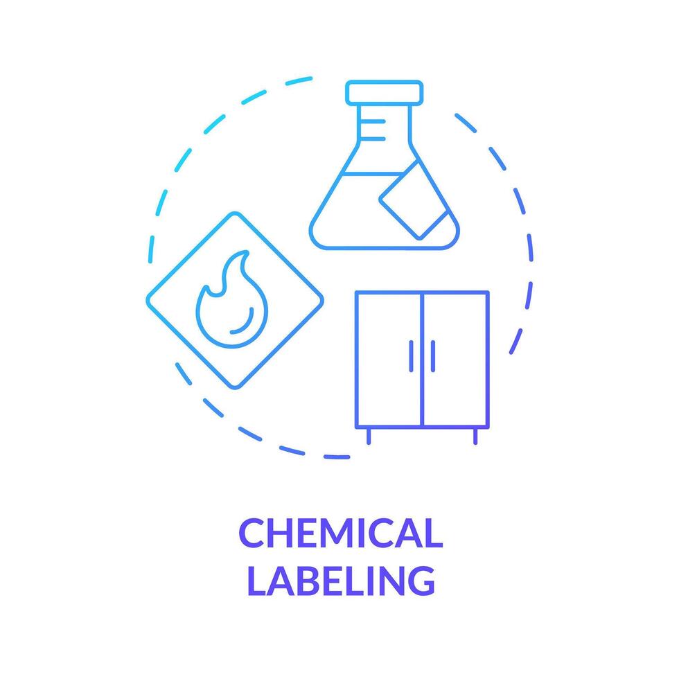Chemical labeling blue gradient concept icon. Sample management. Material safety, proper storage. Round shape line illustration. Abstract idea. Graphic design. Easy to use presentation, article vector