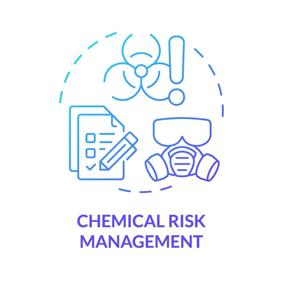 Chemical risk management blue gradient concept icon. Personal protective equipment. Hazard danger sign. Round shape line illustration. Abstract idea. Graphic design. Easy to use presentation, article vector