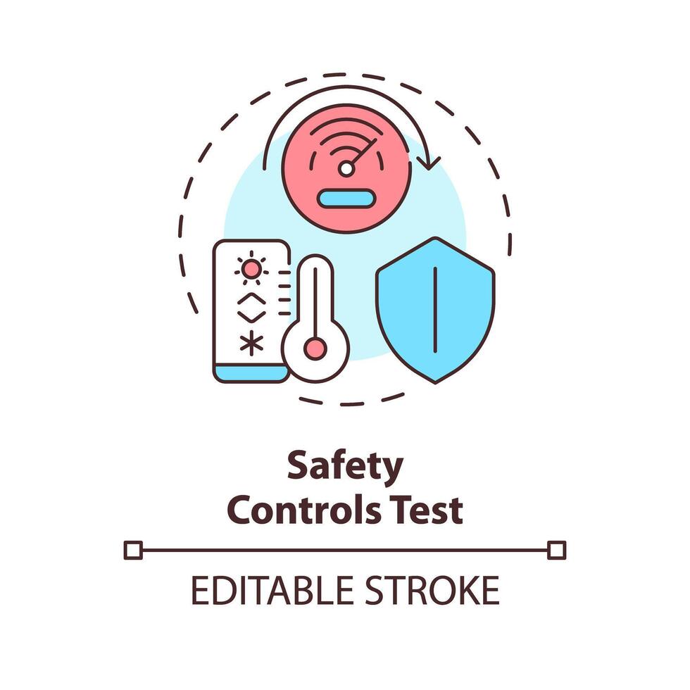 Safety controls test multi color concept icon. Alarm system. HVAC safety mechanism. Prevent accident. Round shape line illustration. Abstract idea. Graphic design. Easy to use in promotional material vector