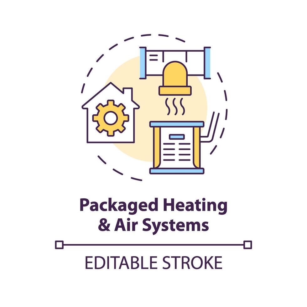 Packaged heating and air systems multi color concept icon. Compact HVAC solution. Climate control. Round shape line illustration. Abstract idea. Graphic design. Easy to use in promotional material vector