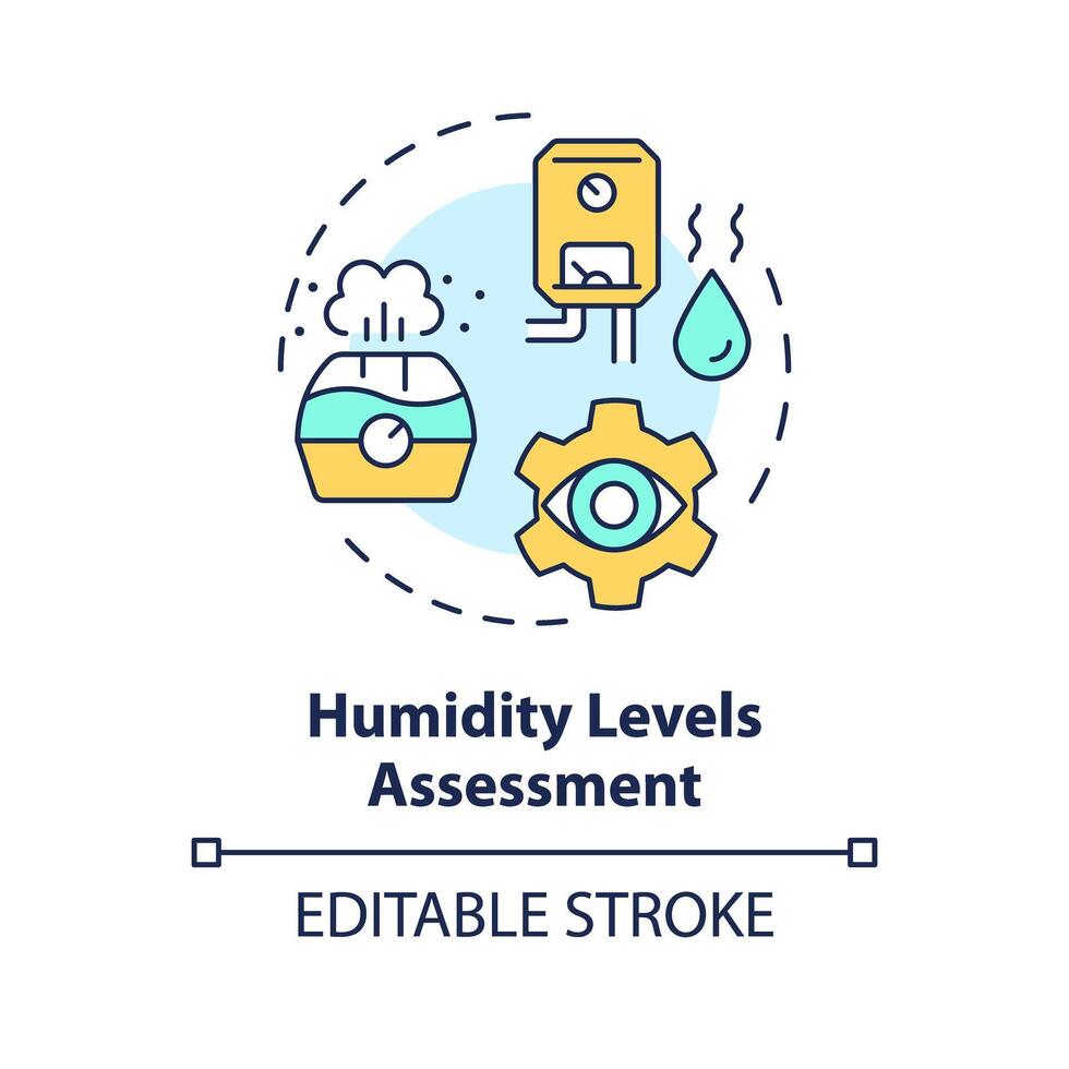Humidity levels assessment multi color concept icon. Air moisture. Indoor humidity checkup. Round shape line illustration. Abstract idea. Graphic design. Easy to use in promotional material vector