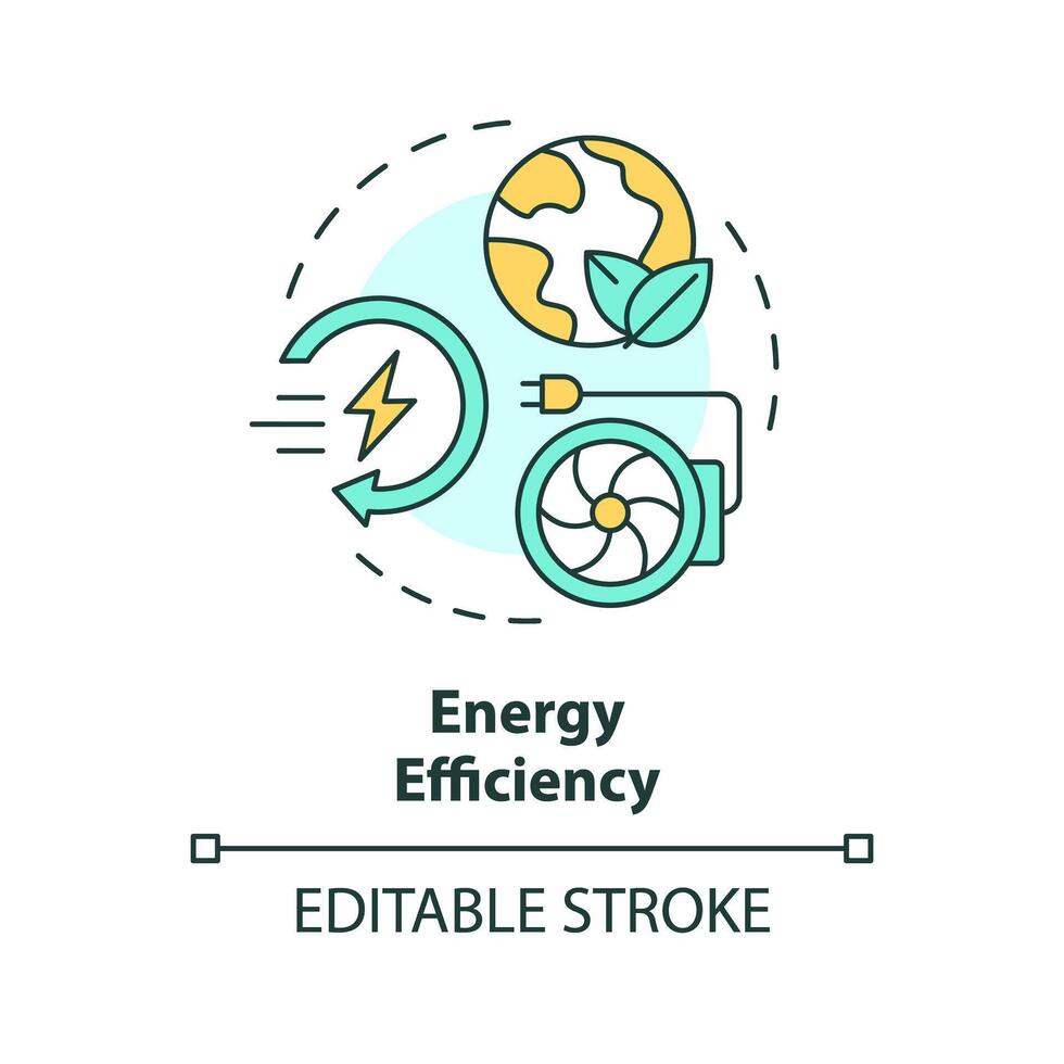 energía eficiencia multi color concepto icono. reduciendo energía consumo. hvac sistema. redondo forma línea ilustración. resumen idea. gráfico diseño. fácil a utilizar en promocional material vector