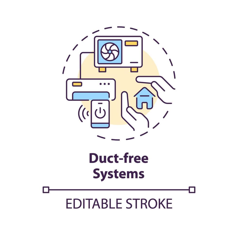 Duct free system multi color concept icon. Ductless mini-split systems. HVAC type. Round shape line illustration. Abstract idea. Graphic design. Easy to use in promotional material vector