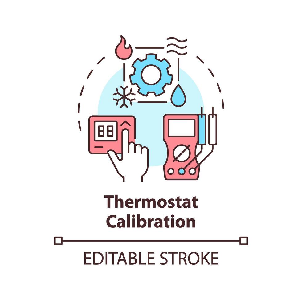 Thermostat calibration multi color concept icon. Temperature control device. HVAC system maintenance. Round shape line illustration. Abstract idea. Graphic design. Easy to use in promotional material vector