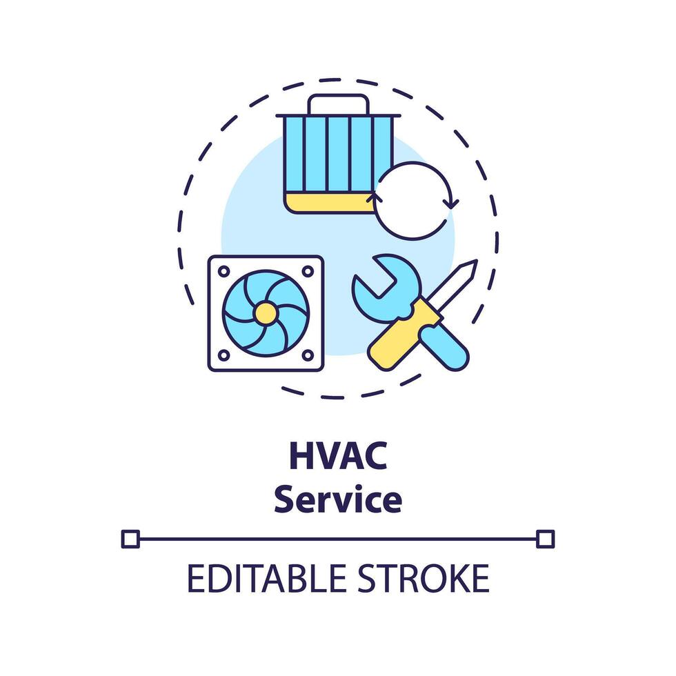HVAC service multi color concept icon. Heating, ventilation maintenance. Air filter repair. Round shape line illustration. Abstract idea. Graphic design. Easy to use in promotional material vector