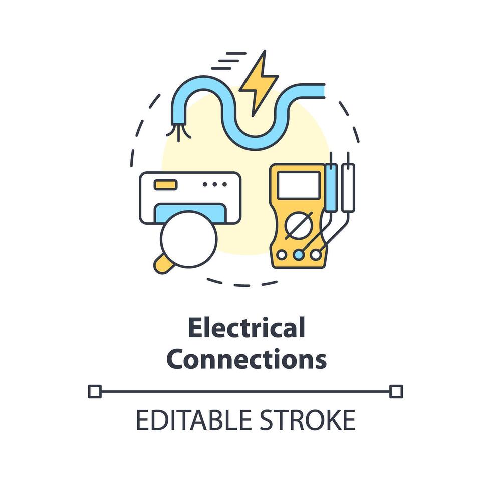 Electrical connections multi color concept icon. Wiring checkup. HVAC electrical safety. Round shape line illustration. Abstract idea. Graphic design. Easy to use in promotional material vector