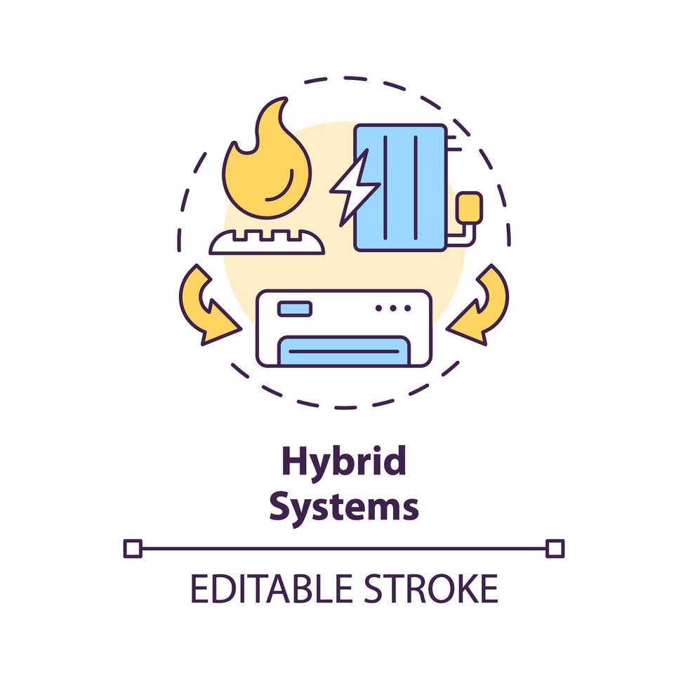 Hybrid systems multi color concept icon. Dual fuel system. Type of HVAC. Heating solution. Round shape line illustration. Abstract idea. Graphic design. Easy to use in promotional material vector