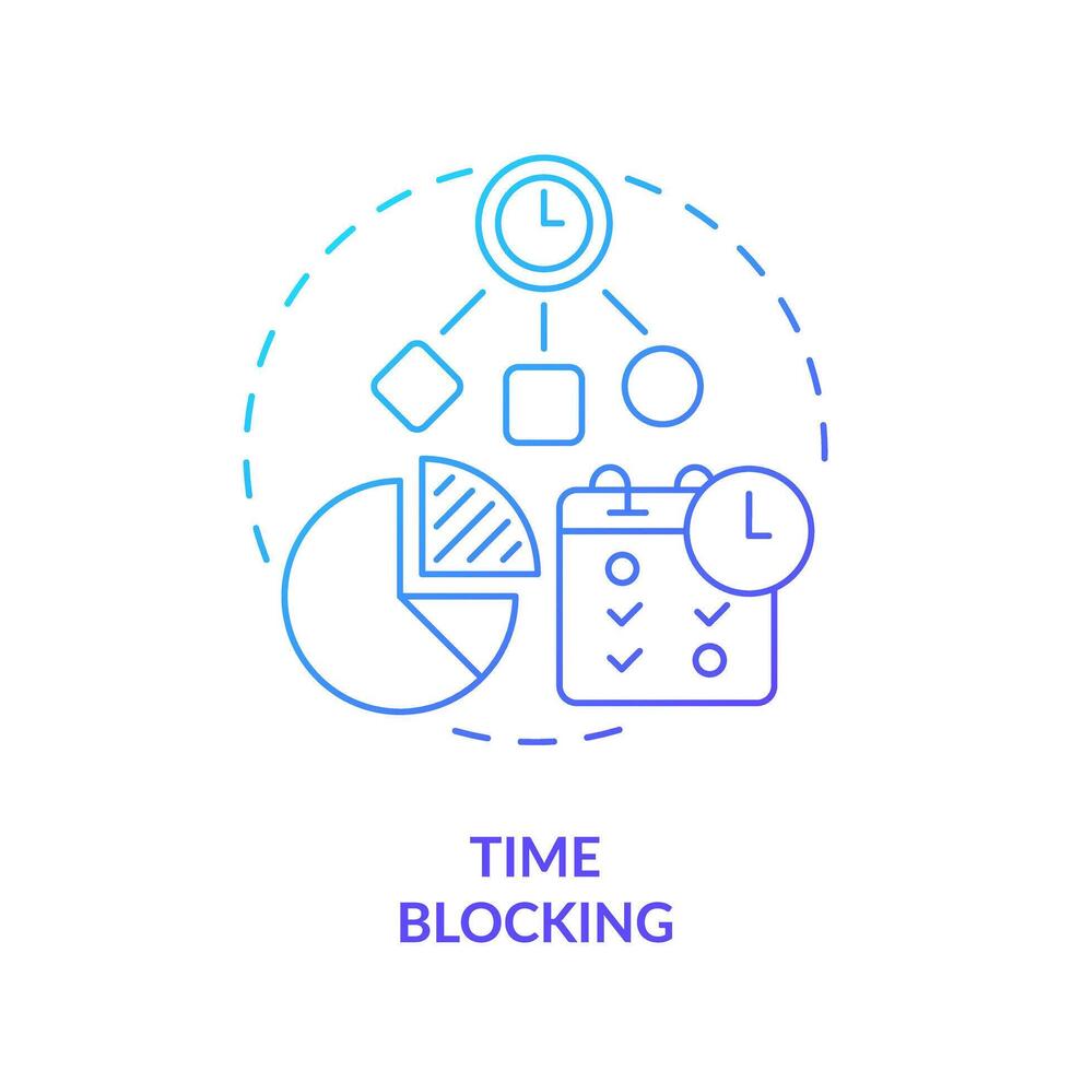 Time blocking blue gradient concept icon. Workflow management. Round shape line illustration. Abstract idea. Graphic design. Easy to use in infographic, promotional material, article, blog post vector