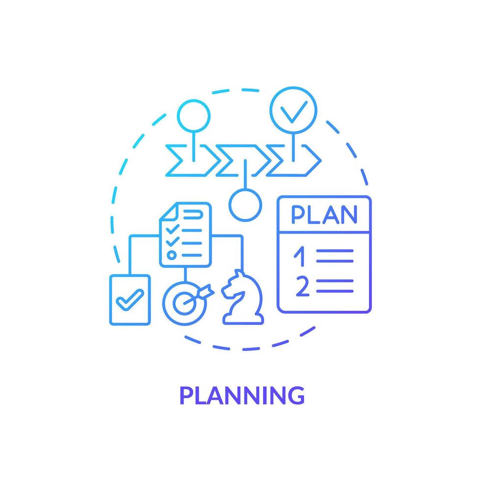 Planning blue gradient concept icon. Time organization. Round shape line illustration. Abstract idea. Graphic design. Easy to use in infographic, promotional material, article, blog post vector