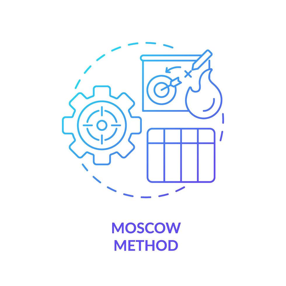 MoSCoW method blue gradient concept icon. Task organization. Round shape line illustration. Abstract idea. Graphic design. Easy to use in infographic, promotional material, article, blog post vector