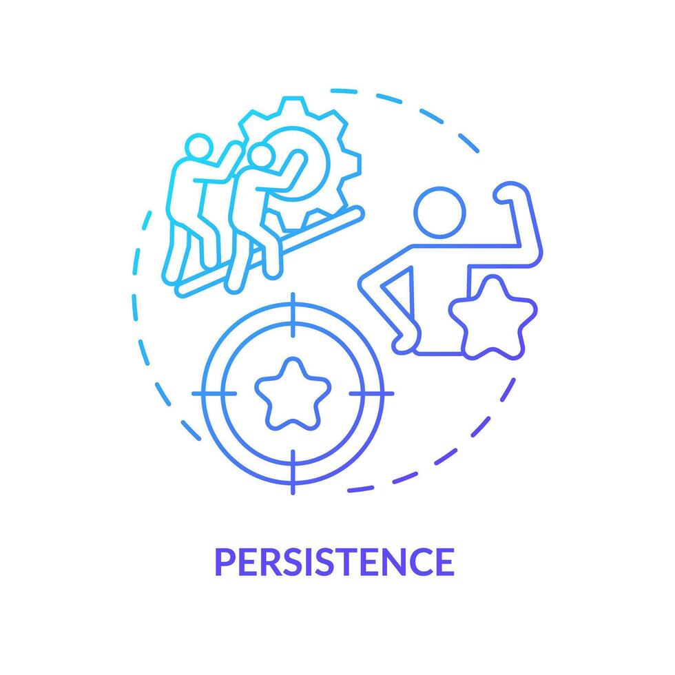 Persistence blue gradient concept icon. Goal achieving. Teamwork organization. Round shape line illustration. Abstract idea. Graphic design. Easy to use in infographic, promotional material, article vector