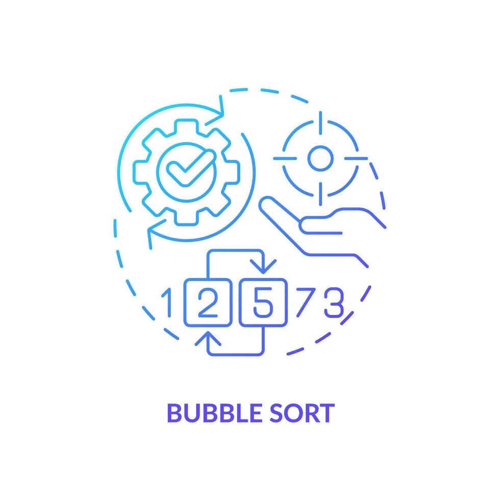 Bubble sort method blue gradient concept icon. Task management. Round ...