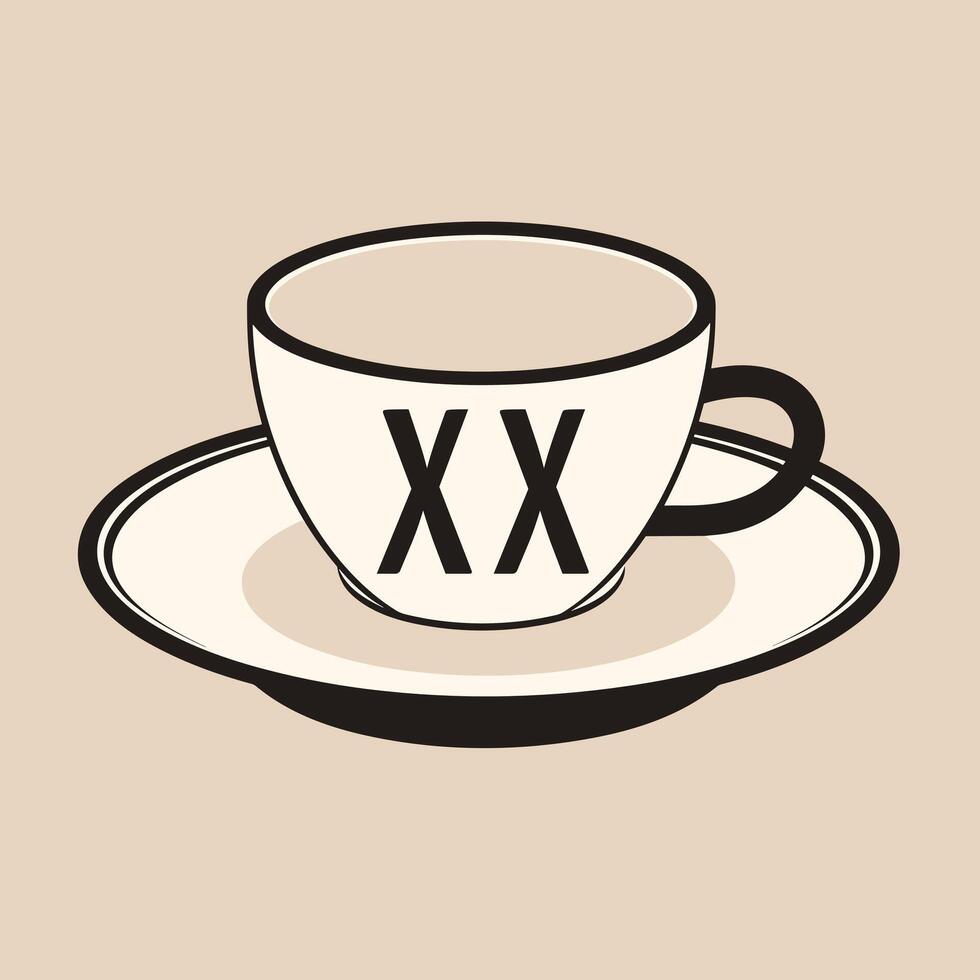 ai generado cafetería lleno contorno vistoso inicial logo idea. café taza en lámina. ordenando caliente bebidas letras dentro café jarra forma. gráfico diseño vector