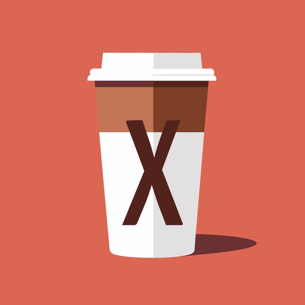 ai generado suspendido café lleno vistoso inicial logo idea. caridad comida y bebidas papel taza para caliente bebidas letras dentro papel café taza forma. gráfico diseño vector