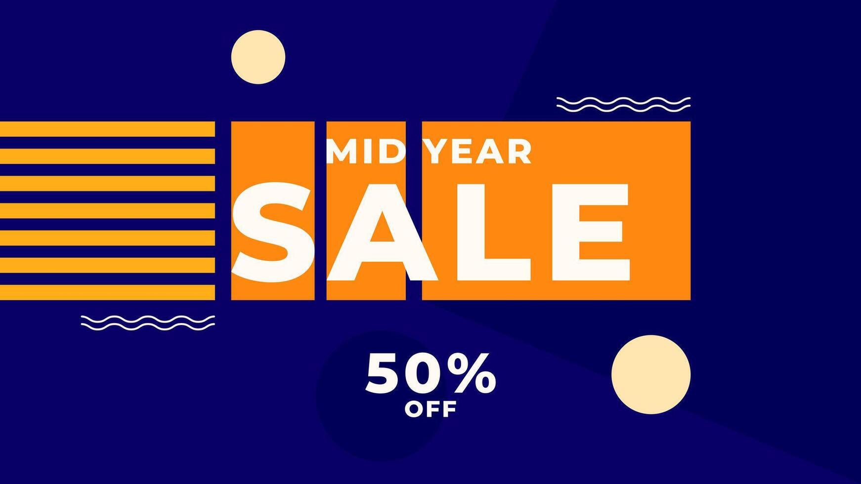 MID YEAR SALE OFFERS AND PROMOTION TEMPLATE BANNER DESIGN.COLORFUL FLAT COLOR BACKGROUND VECTOR. GOOD FOR SOCIAL MEDIA POST, COVER , POSTER vector