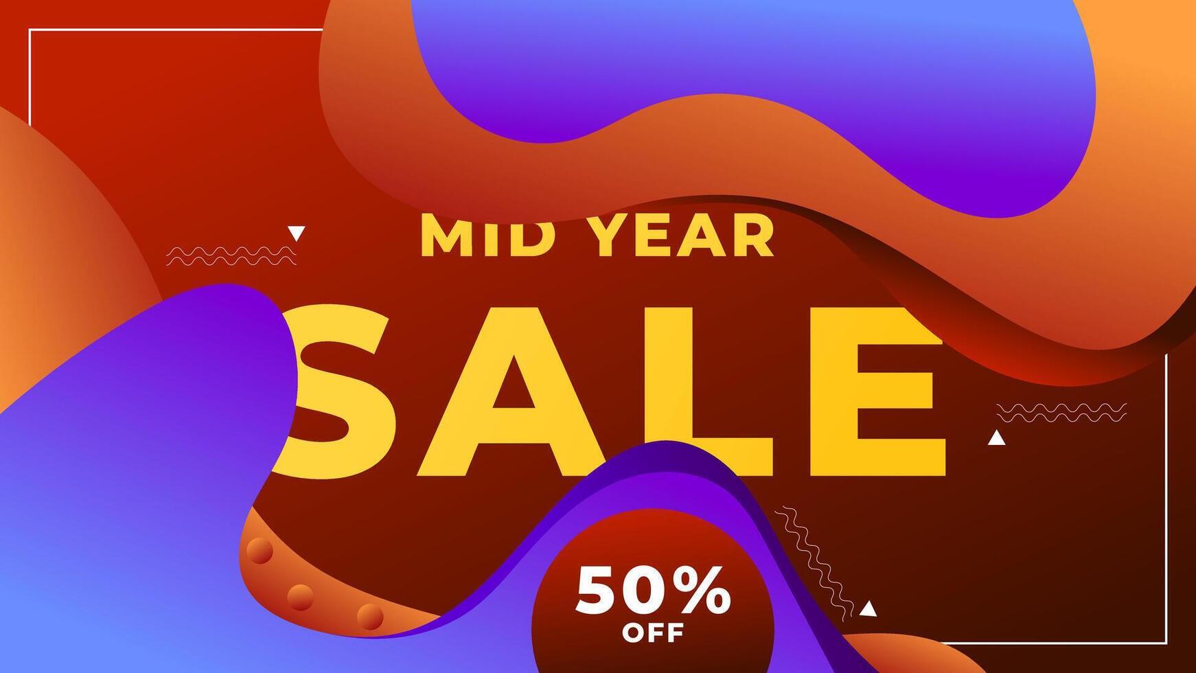 MID YEAR SALE OFFERS AND PROMOTION TEMPLATE BANNER DESIGN.COLORFUL GRADIENT COLOR BACKGROUND VECTOR. GOOD FOR SOCIAL MEDIA POST, COVER , POSTER vector